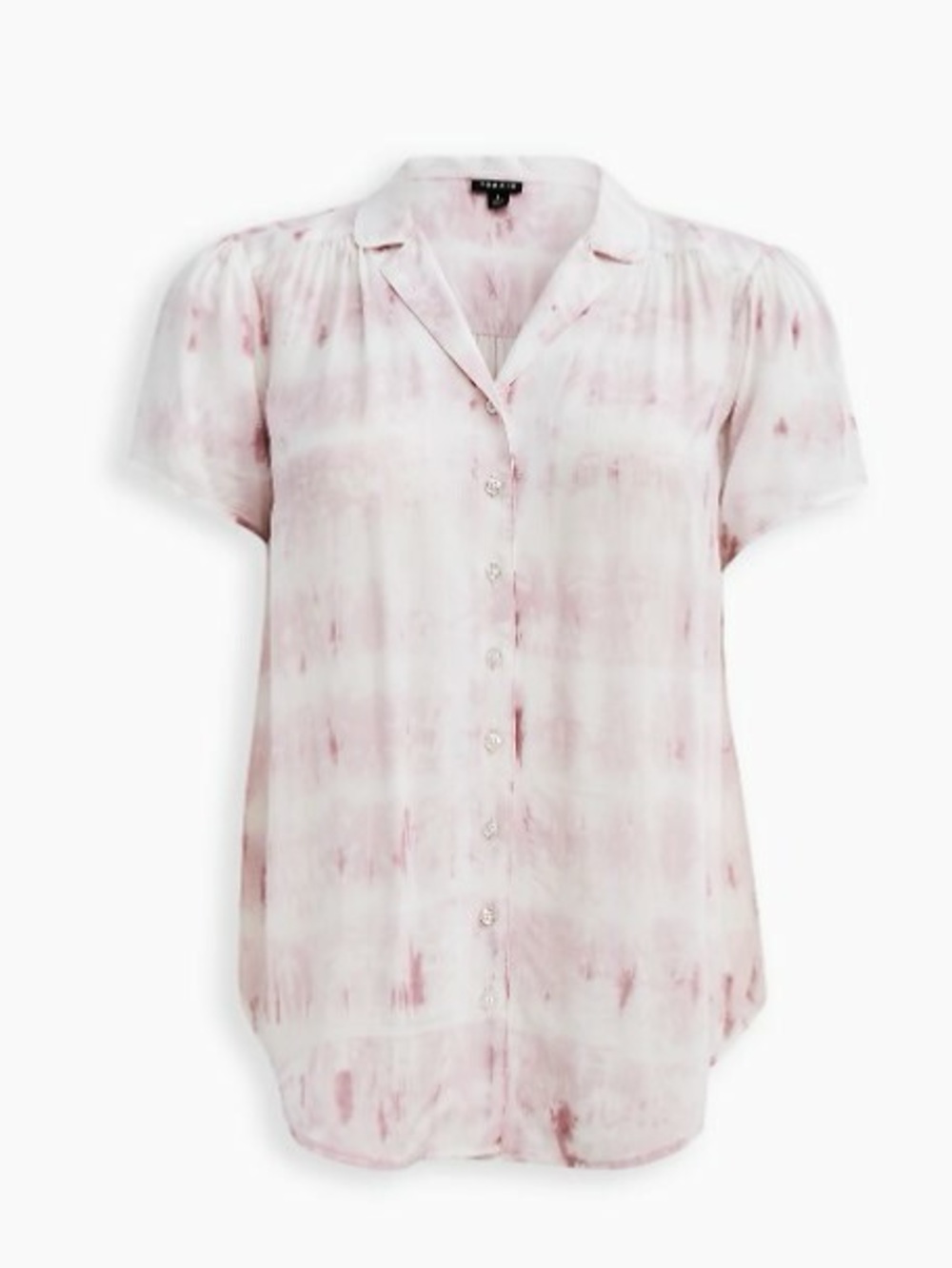 Torrid Mauve Tie Dye Short Sleeve Button Down Blouse - Picture 3 of 4